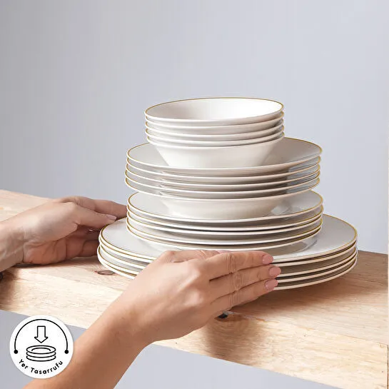 Karaca Elegance Bone Rebeca 24 Parça 6 Kişilik Yemek Takımı Gold