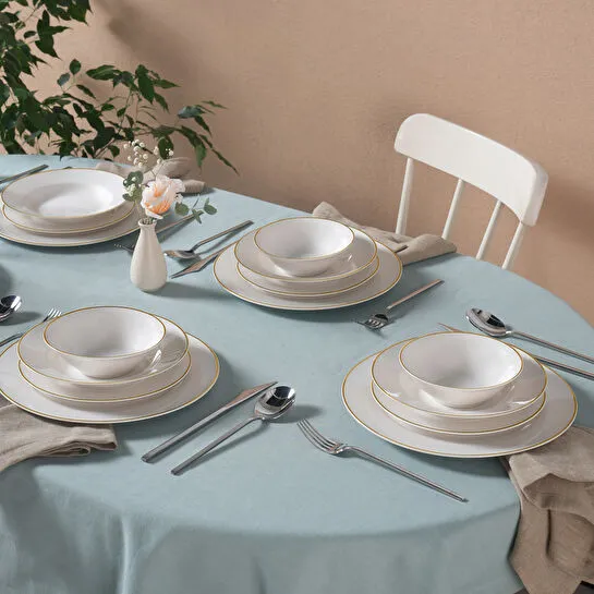 Karaca Elegance Bone Rebeca 24 Parça 6 Kişilik Yemek Takımı Gold