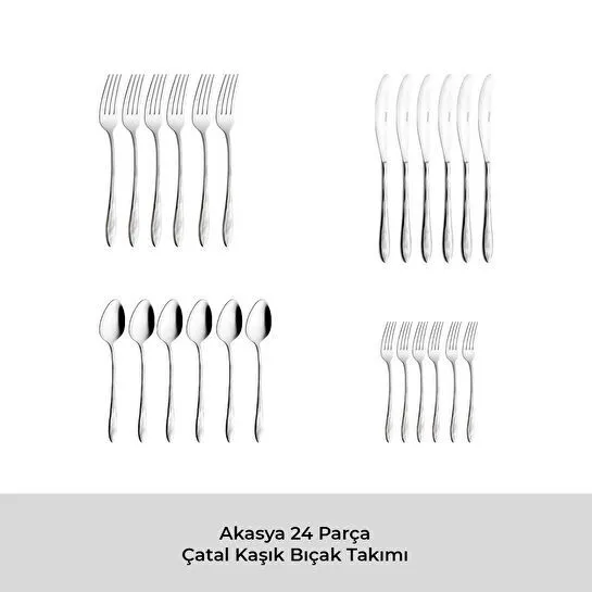 Emsan Akasya 24 Parça Kutulu Çatal Kaşık Bıçak Takımı