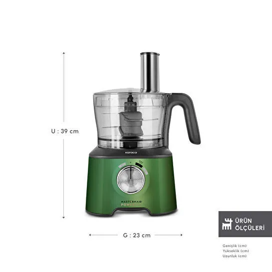 Karaca Mastermaid Power Max 11 in 1 Mutfak Robotu 2500W Emerald Green