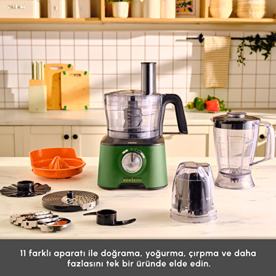 Karaca Mastermaid Power Max 11 in 1 Mutfak Robotu 2500W Emerald Green