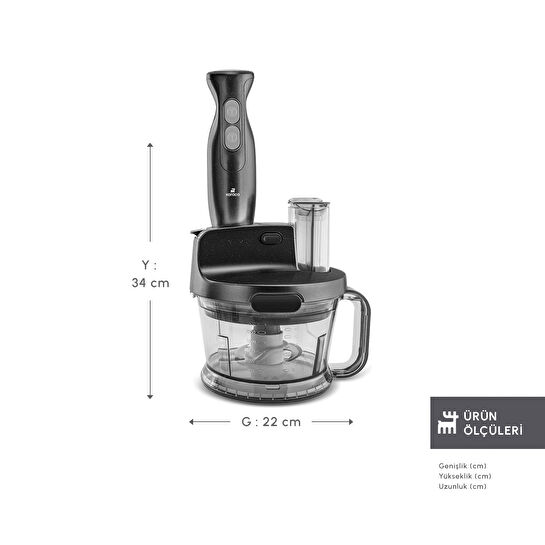 Karaca Mutfak Robotu 2000W Shiny Black