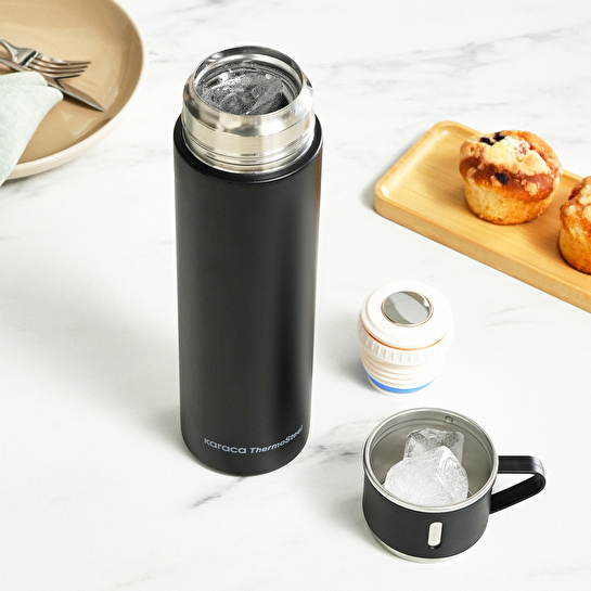 Karaca Thermosteel Nature Bardaklı Çelik Sızdırmaz Termos Siyah 550 ml