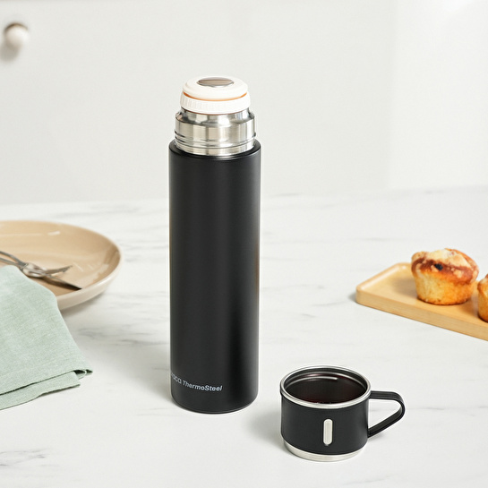 Karaca Thermosteel Nature Bardaklı Çelik Sızdırmaz Termos Siyah 550 ml
