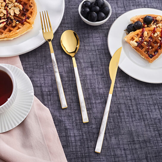 Karaca Arete Gold 6 Kişilik 18 Parça Çatal Kaşık Bıçak Takımı 