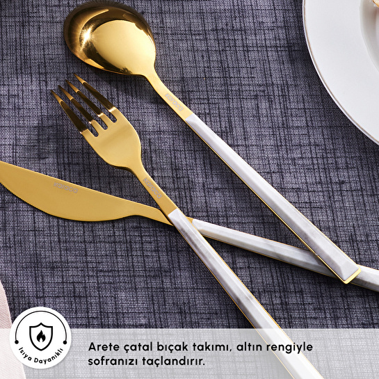 Karaca Arete Gold 6 Kişilik 18 Parça Çatal Kaşık Bıçak Takımı