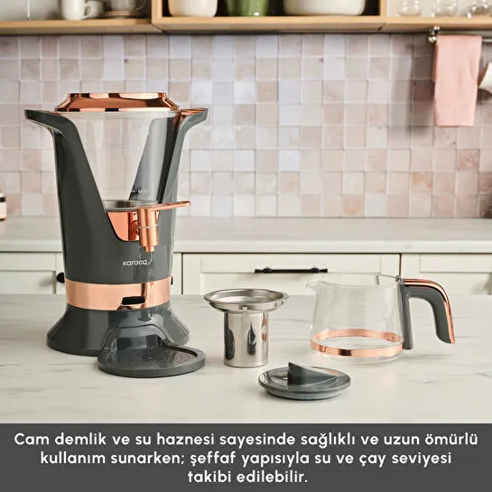 Karaca Maxiva 1651 Elektrikli Semaver 35 Çay Bardağı Kapasiteli Antrasit