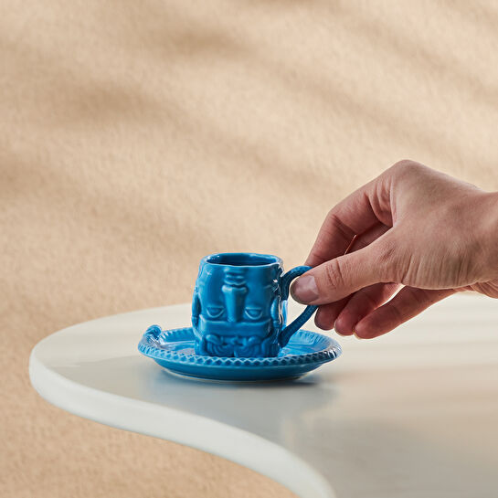 Karaca X İst Collection Medusa Tek Kişilik Türk Kahvesi Fincanı ve Tabağı 70 ml Mavi