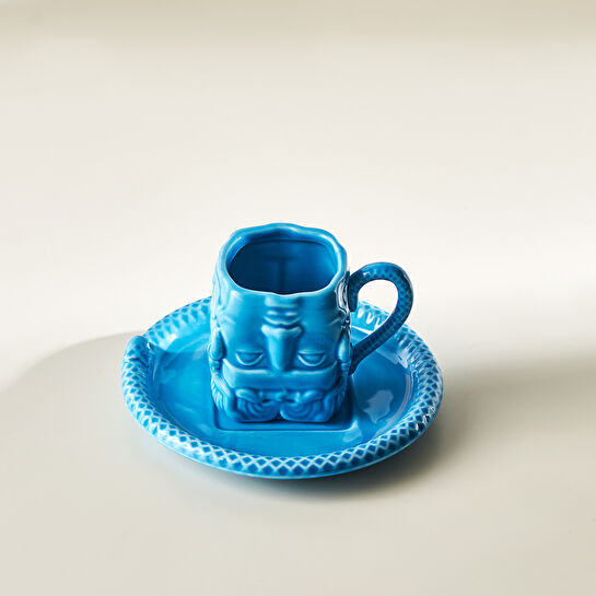 Karaca X İst Collection Medusa Tek Kişilik Türk Kahvesi Fincanı ve Tabağı 70 ml Mavi