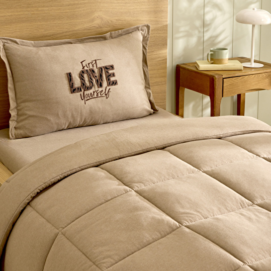 Karaca Home Motto Tek Kişilik Cotton Comfort Set/Uyku Seti Bej