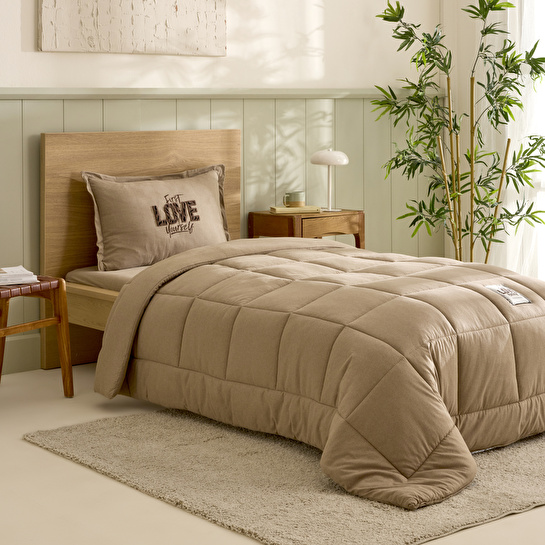 Karaca Home Motto Tek Kişilik Cotton Comfort Set/Uyku Seti Bej