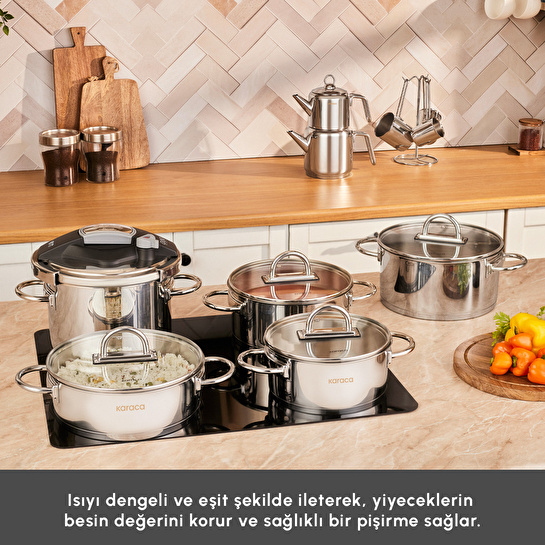 Karaca Platinium 17 Parça İndüksiyon Tabanlı Çelik Çeyiz Seti