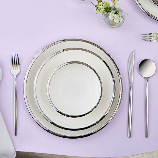 Karaca Stream Bone Ekinoks 53 Parça 12 Kişilik Yemek Takımı Platin