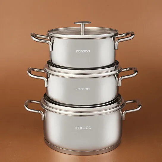 Karaca Vapor New İndüksiyon Tabanlı 6 Parça Çelik Tencere Seti