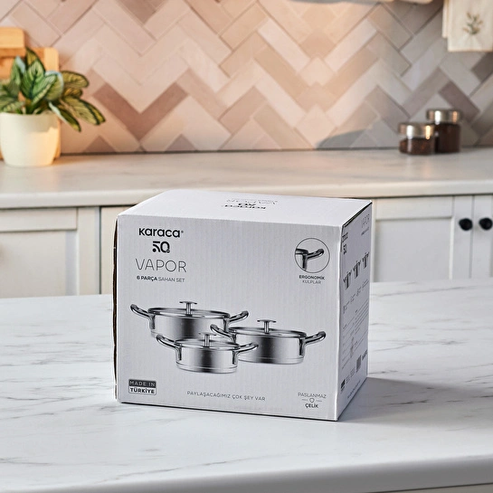 Karaca Vapor New İndüksiyon Tabanlı 6 Parça Çelik Sahan Set