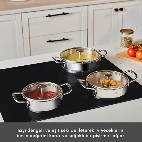 Karaca Vapor New İndüksiyon Tabanlı 6 Parça Çelik Sahan Set