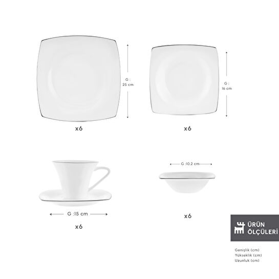 Karaca Fine Pearl Ragusa 26 Parça 6 Kişilik İnci Kahvaltı/Servis Takımı Platin