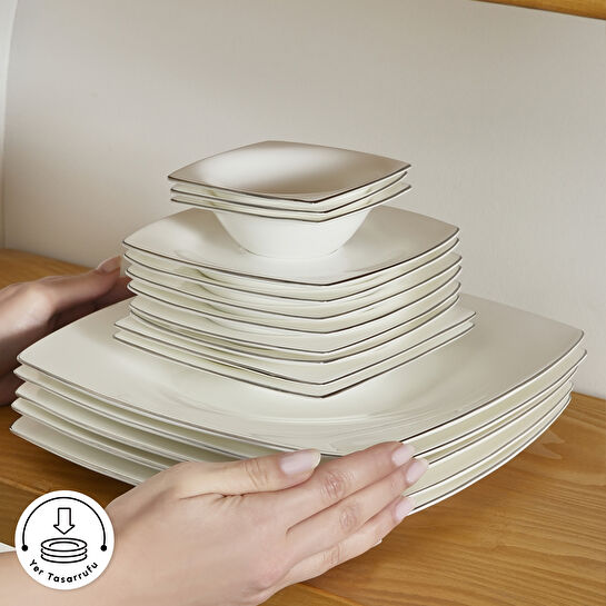 Karaca Fine Pearl Ragusa 26 Parça 6 Kişilik İnci Kahvaltı/Servis Takımı Platin