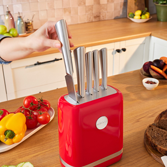 Karaca Retroway 6 Parça Bıçak Seti Kırmızı