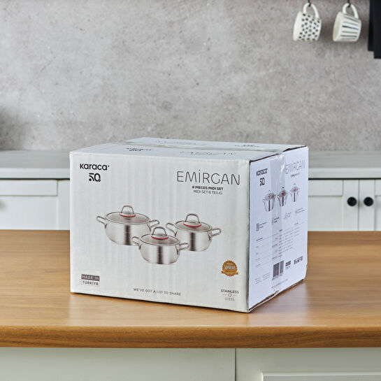 Karaca Emirgan İndüksiyon Tabanlı 6 Parça Çelik Midi Set