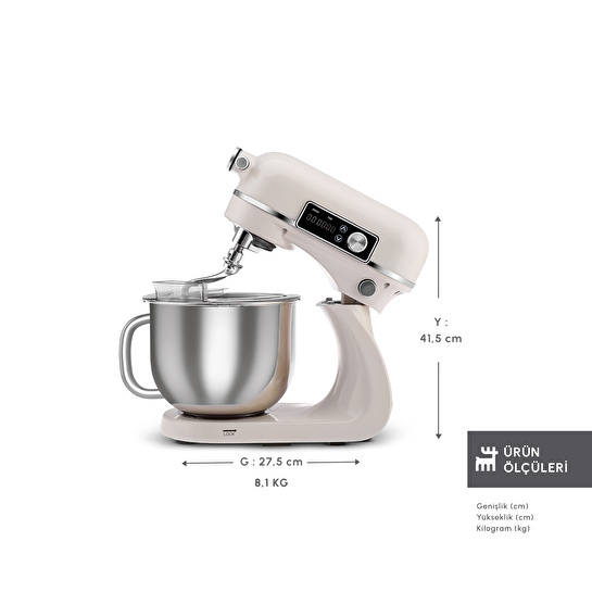 Karaca Maestro Artisan Hamur Yoğurma Makinesi Ultra Sessiz 6 Litre Krem