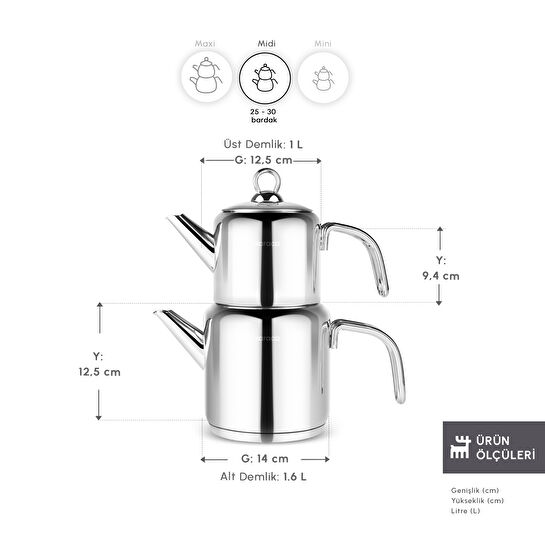 Karaca New Mani Midi Boy Çaydanlık Takımı