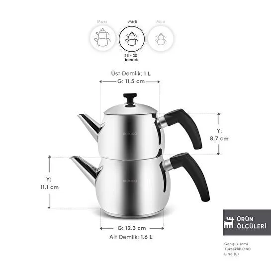 Karaca Belinay İndüksiyon Tabanlı Midi Rose Çaydanlık Takımı