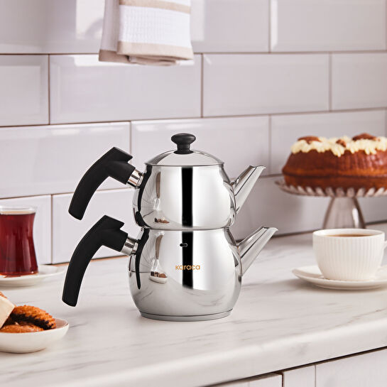 Karaca Adelya İndüksiyon Tabanlı Mini Boy Siyah Çaydanlık Takımı