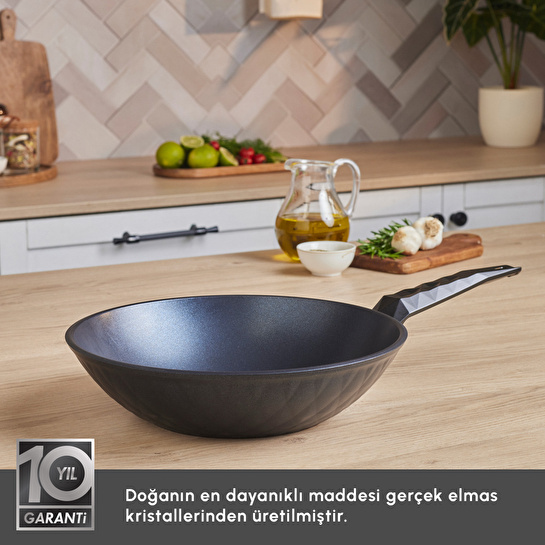Karaca Biodiamond Antibakteriyel Kulp Wok Tava 28 Cm
