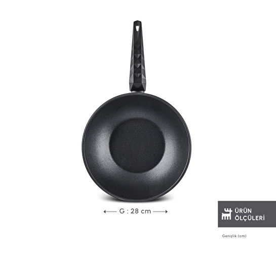 Karaca Biodiamond Antibakteriyel Kulp Wok Tava 28 Cm