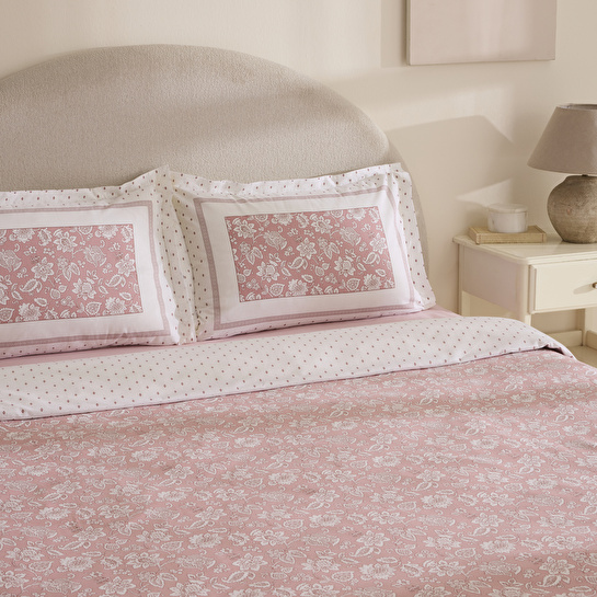 Karaca Home Celerina Pembe %100 Pamuk Çift Kişilik Fitted Nevresim Takımı