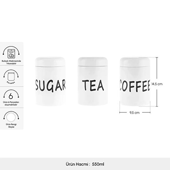 Karaca Elena Stream 3'lü Büyük Baharat Takımı Beyaz