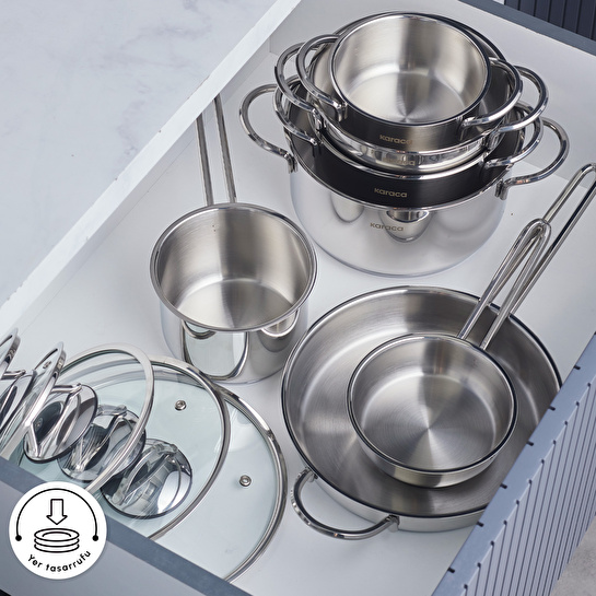 Karaca Ada İndüksiyon Tabanlı 12 Parça Çelik Tencere Seti