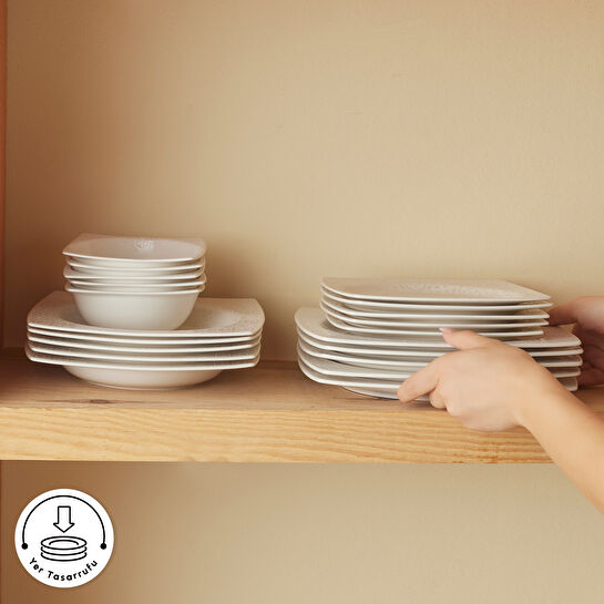 Karaca Square Bone Royal Lace 24 Parça 6 Kişilik Yemek Takımı