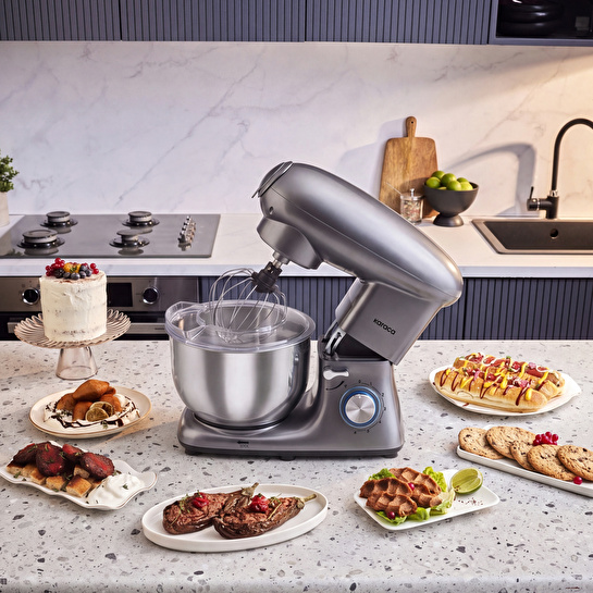 Karaca Multichef Kıyma Çekme /Sucuk-Sosis/İçli Köfte Aparatlı Hamur Yoğurma Makinesi Antrasit 1900W 5,5L