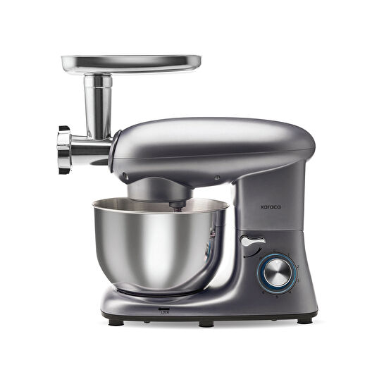Karaca Multichef Kıyma Çekme /Sucuk-Sosis/İçli Köfte Aparatlı Hamur Yoğurma Makinesi Antrasit 1900W 5,5L