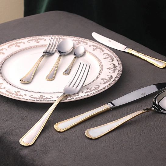 Karaca Cumhuriyet Yüzyılı Koleksiyonu Atay Gold 6 Kişilik 42 Parça Çatal Kaşık Bıçak Takımı
