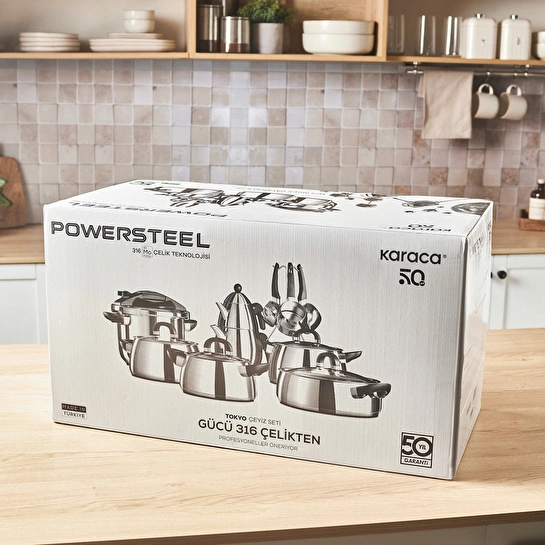 Karaca Powersteel Tokyo 316+ İndüksiyon Tabanlı 17 Parça Çelik Çeyiz Seti