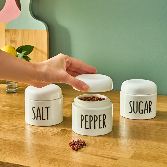 Karaca Elena Stream 3'lü Küçük Baharat Takımı Beyaz