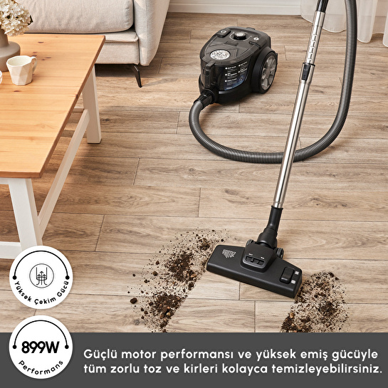 Karaca Vantuz High Force F2 Matte Black Silver Elektrikli Süpürge