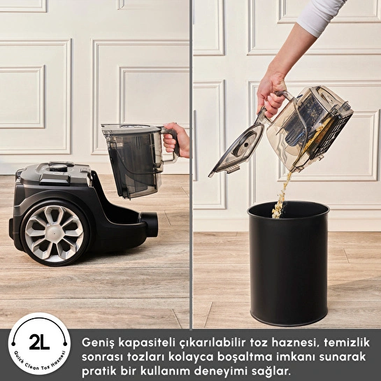 Karaca Vantuz High Force F2 Matte Black Silver Elektrikli Süpürge