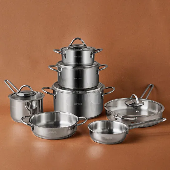 Karaca Ada İndüksiyon Tabanlı 12 Parça Çelik Tencere Seti V2