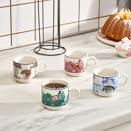 Karaca Jungle 5 Parça Standlı Çay Fincanı Seti 160 ml