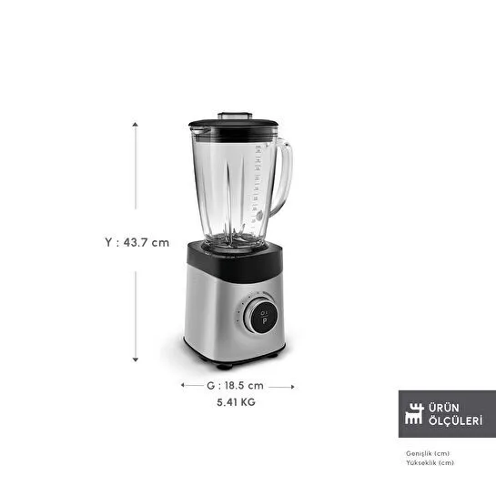 Karaca Dijital Ekran Inox Smoothie Blender Silver 1800W