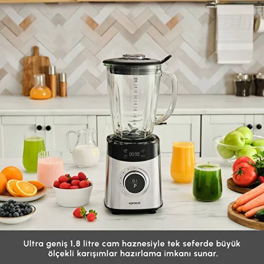 Karaca Dijital Ekran Inox Smoothie Blender Silver 1800W