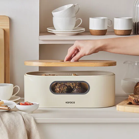 Karaca Stream 2in1 Ekmek Kutusu/Kesme Tahtası Cream