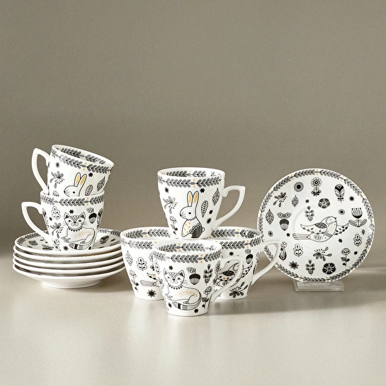 Karaca Animal Garden 6 Kişilik Kahve Fincan Takımı 90 ml