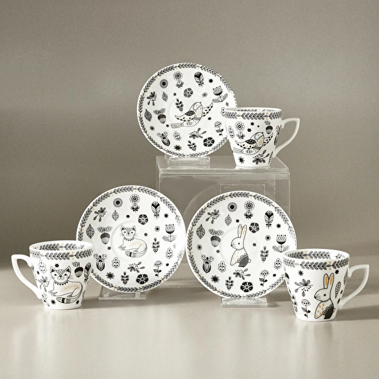 Karaca Animal Garden 6 Kişilik Kahve Fincan Takımı 90 ml