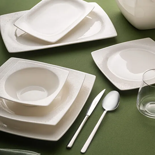 Emsan Fine Bone Meyra 61 Parça 12 Kişilik Kare Yemek Takımı