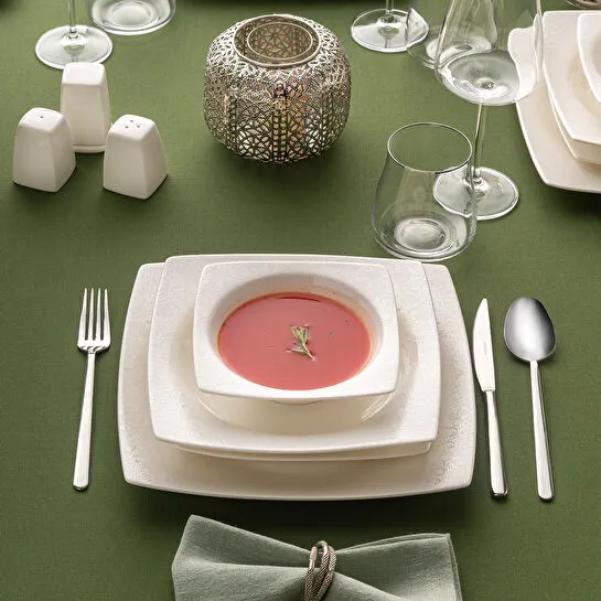 Emsan Fine Bone Meyra 61 Parça 12 Kişilik Kare Yemek Takımı